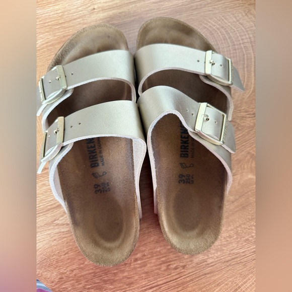 Gold/champagne Birkenstock Arizona Burke-Flor 39 - Picture 2 of 3